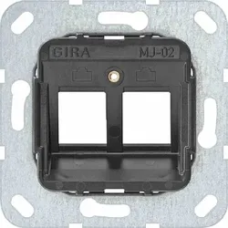 Gira Tragring Zentralplatte, Modular-Jack, 2f, schwarz, ohne Beschriftungsfeld, 560200