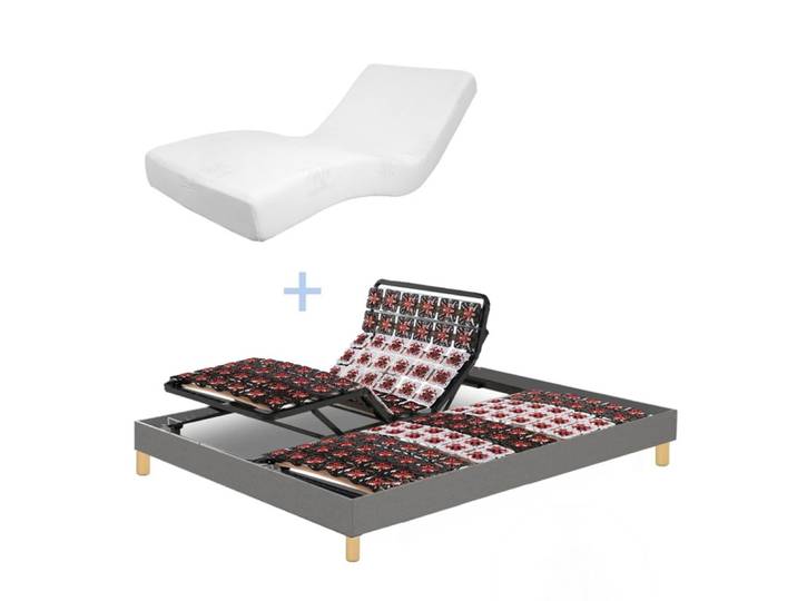 Lit electrique, matelas à mémoire de forme, contour tissu 90x190cm