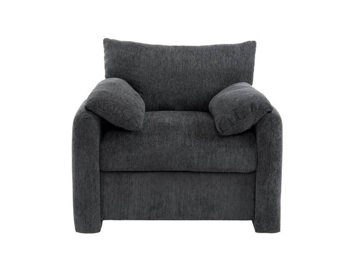 Redom Sessel Chenille mit breiter Sitzfläche 96/82/84 cm Grau, 82x84x96 cm, Wohnzimmer, Sessel, Polstersessel