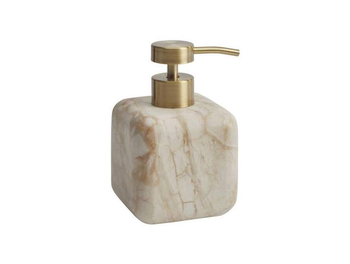Aquanova Seifenspender New arrival 25-26, Beigebraun, Stein, Marmoroptik, 8x13x8 cm, Metallpumpe, Spender problemlos zum Nachfüllen, Badaccessoires, Badaccessoires-Serien