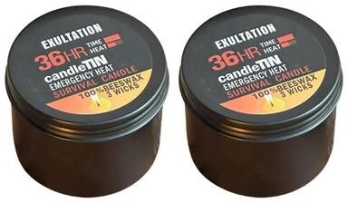 Uplifted Goods 36 Hour 3 Wick Long Lasting Emergency Survival Candle 2pcs