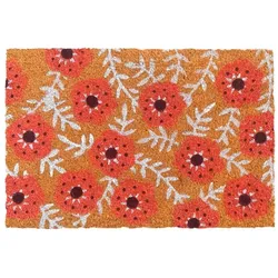 Relaxdays Kokos Fußmatte Pflanzen 60x40 cm Weiß,Hellbraun,Rot