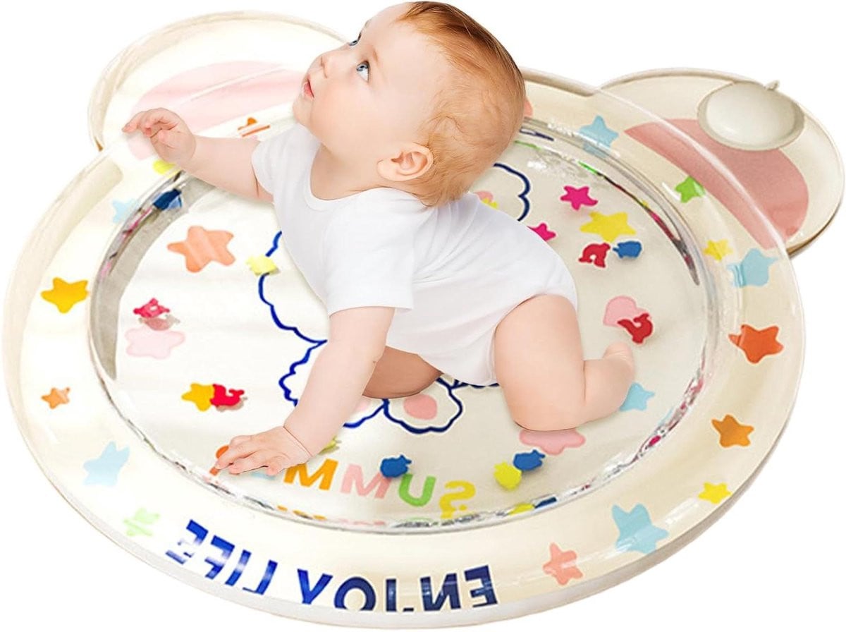 Blauwe opblaasbare waterspeelmat met drijvende sterren voor babyontwikkeling, 150 cm