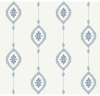 Seabrook Designs Beach House Sand Dollar Stripe Unpasted Wallpaper