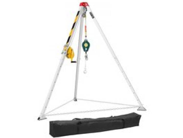 VEVOR Dreibein-Set für beengten Räume, Rettungsdreibein mit Hebevorrichtung, 544 kg Seilwinde, Rettungsstativ, 30 m Kabel, Rettungssystem mit Absturzsicherung, Arbeitshöhe 1,34–2,15 m