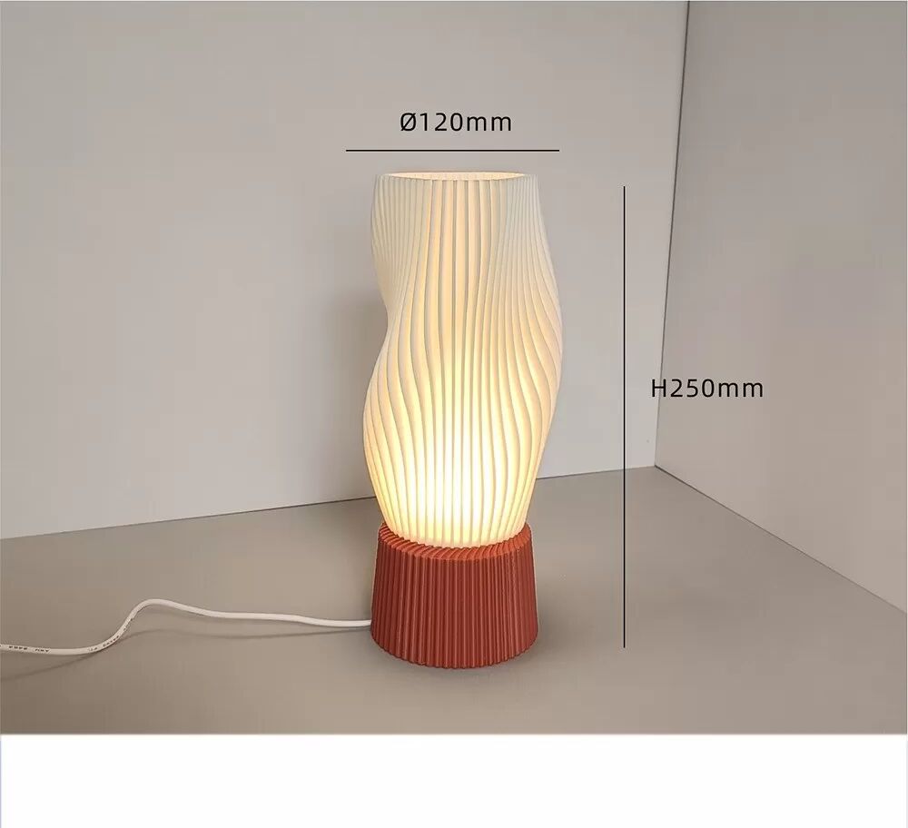 INF USB Dimmbare Tischleuchte mit 3D-gedrucktem Sockel - Nordische Nachttisch-Ambienteleuchte