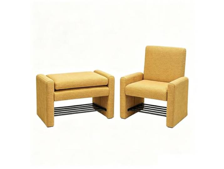 Flurhocker, Ottomane, Bettbank Sitzgelegenheit, klappbarer Fußhocker Vintage-Polsterhocker mit Rückenlehne und Armlehnen für Flur, Schlafzimmer, Wohnzimmer und Küche(Yellow)