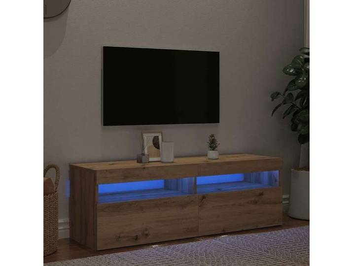 Meuble TV avec lumières LED chêne artisanal bois d'ingénierie support TV meuble multimédia console TV meuble 856306