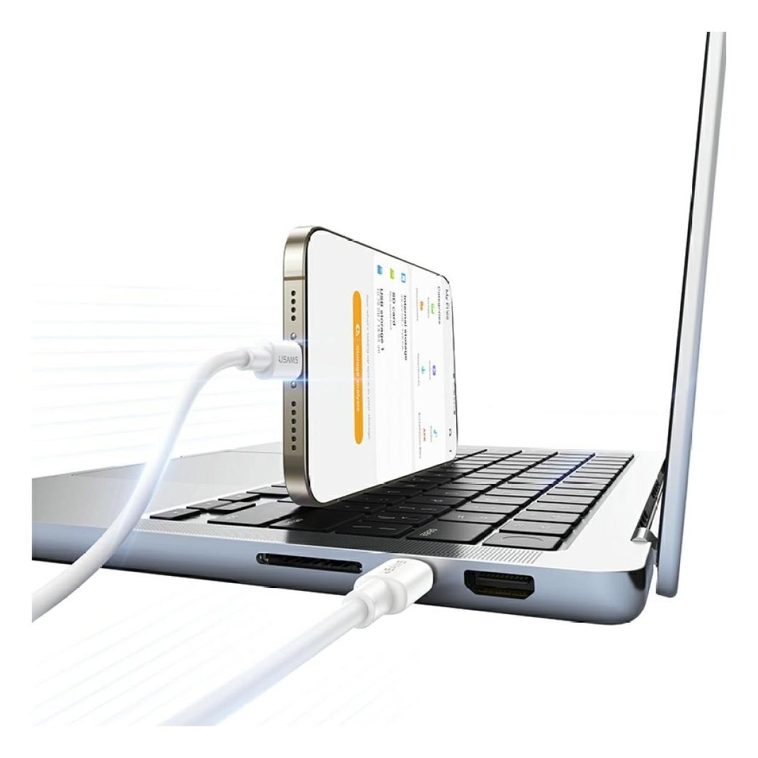 Usams U90 cable 60W USB-C to USB-C white (1 m, USB 2.0, 60 W) (SJ763USB01)