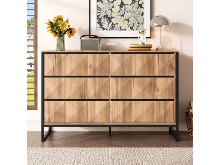 Buffet bas 120×40×80 cm avec pieds métalliques Buffet de cuisine avec portes surélevées Buffet salon en tons bois naturels