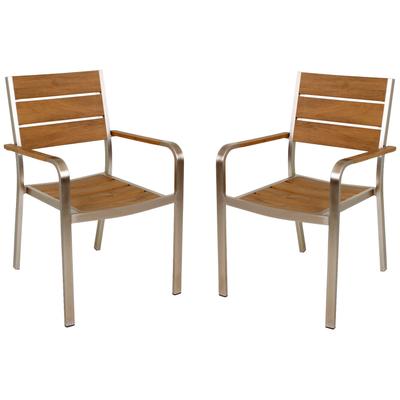 Stapelstuhl GARDEN PLEASURE "FLORENCE", braun (braun, champagner, braun), B:55cm H:85cm T:60cm, Kunststoff, Stühle, Stapelstuhl, 2er Set