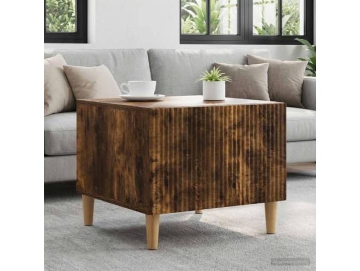 pokgdf Couchtisch Geräucherte Eiche 49x50x40 cm Holzwerkstoff mit Regal Mit Staufach und Regal, pflegeleichte Oberfläche, kompakte Größe, vielseitig nutzbar, stabiles Holzwerkstoff