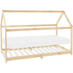 KINDERBETT mit Dach und Matratze 90x200 cm Natur