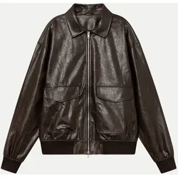 Oversized Lederjacke Braun XS/S