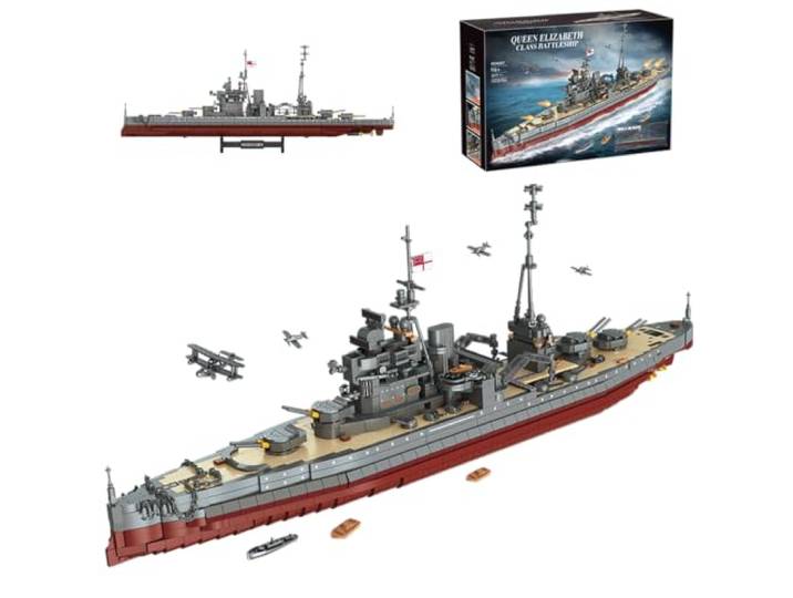 LIKLIKLINK Technik Queen Elizabeth Klasse Battleship Klemmbausteine, 2,277 Teile Military Series WWII Schiffsmodell Bausatz, Großes MOC Schiff Bausteinset als Geschenk für Erwachsene