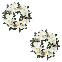 CREATIV green künstliche Pflanze Christrosenkranz, 32 cm, weiß, 2er Set