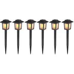 Gartendeko Lampen Solarlampen für Außen Garten LED Terrassen Dekoration Solar, Erdspitz schwarz, 10x LED, LxBxH 8x8x37, 6er Set