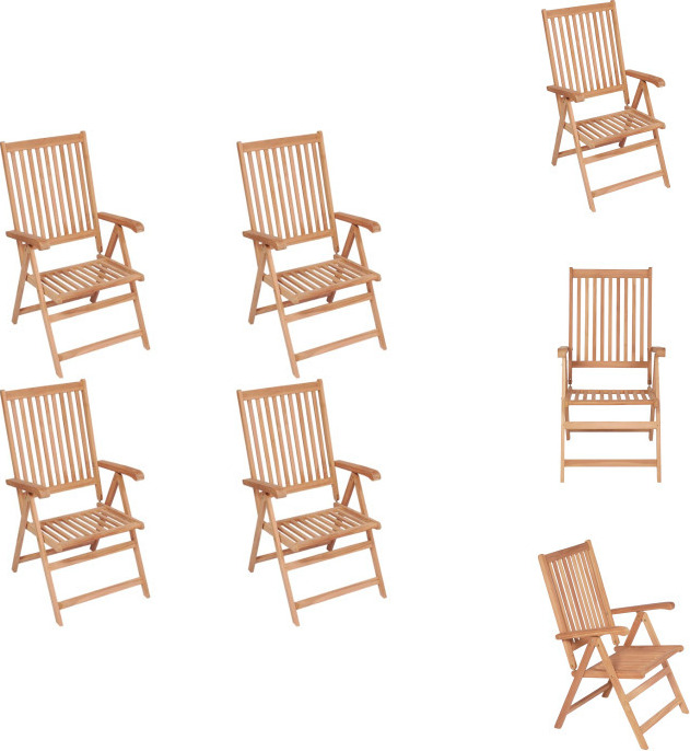 vidaXL Verstellbare Gartenstühle 4 Stk. Massivholz Teak - Gartenstühle