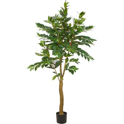 Kunstbaum CREATIV GREEN "Coffea", grün, H:180cm, Obermaterial: 50% Kunststoff, 50% Polyester, Kunstpflanzen, mit Deko-Früchten
