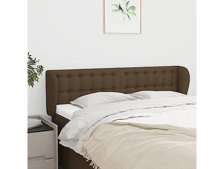 RJPLMFV Kopfteil mit Ohren, Dunkelbraun, 147 cm Höhenverstellbar, atmungsaktiver Stoff, stabile Holzfüße, einfache Montage