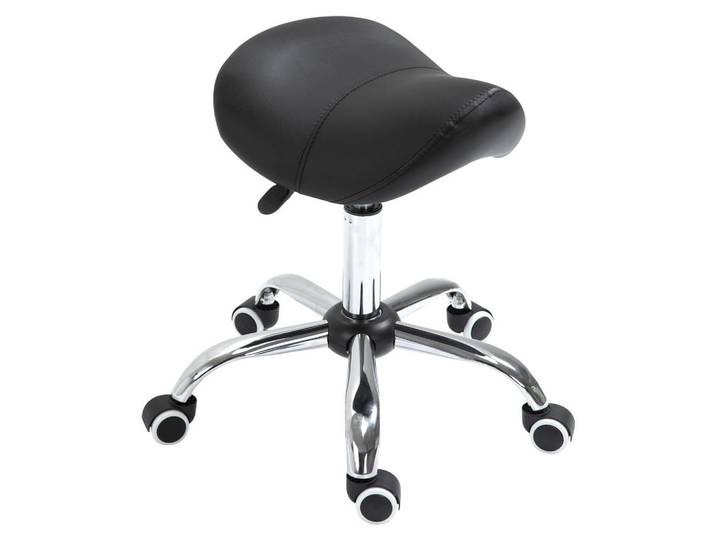 Homcom Arbeitshocker Drehstuhl Drehhocker Rollhocker Sattelhocker Hocker Schwarz, Kunststoff, 52x61x53 cm, Büromöbel, Bürostühle, Bürohocker