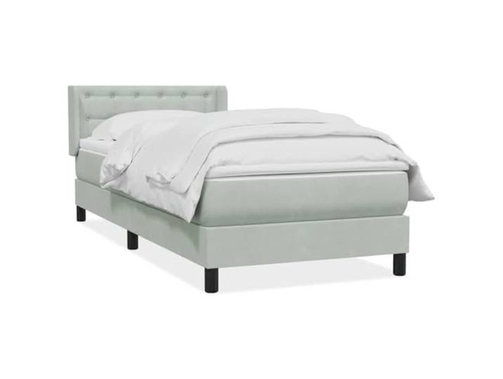 ZQQLVOO Boxspringbett mit Matratze Hellgrau 90x220 cm Samt Samtstoff, Taschenfederkernmatratze, verstellbares Kopfteil, Lattenrost inklusive, abnehmbarer Bezug