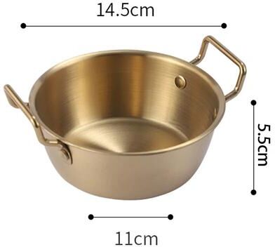 Smart Shopping Spot Golden Stainless Steel Instant Noodle Bowl With Handle Elegant Korean Rice Wine Bowl For Salads & Snacks 14.5cm