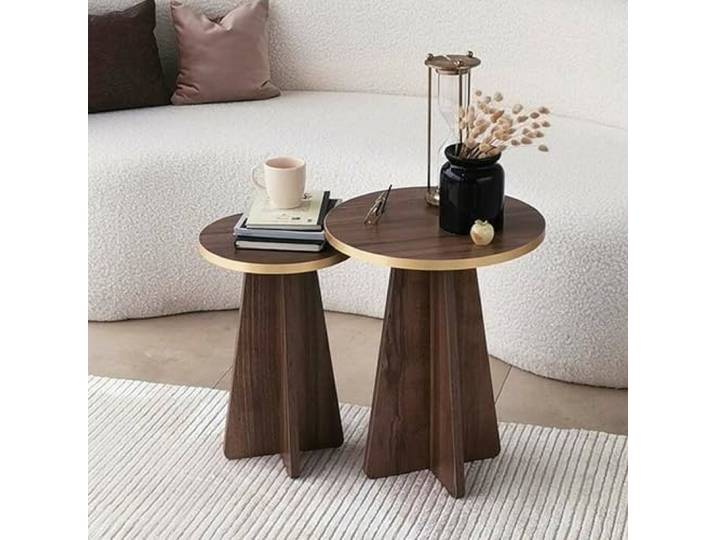 Dmora Couchtisch Cardito 40 x 40 x 50 H cm braun Nussbaum Zeitungsständer runde Form Material Struktur aus veredeltem Holz