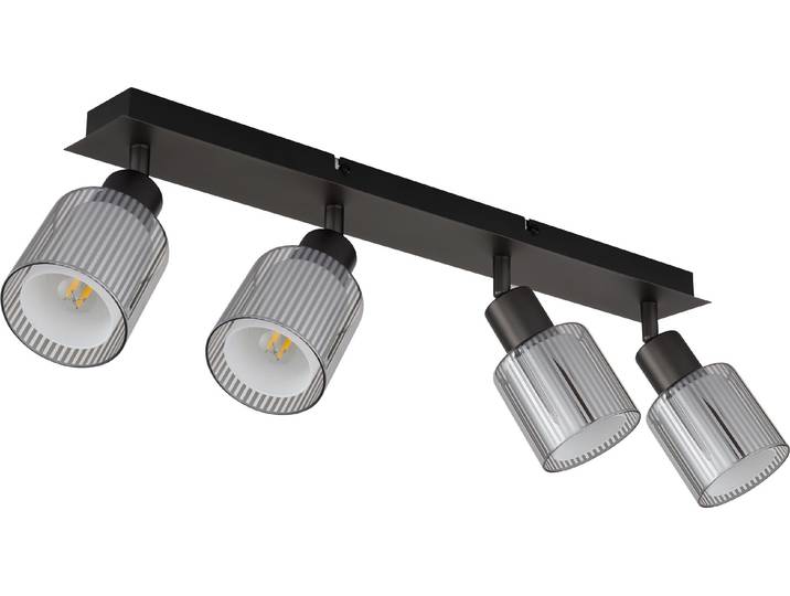 Plafonnier\, métal\, noir mat\, verre opale\, L 56 cm