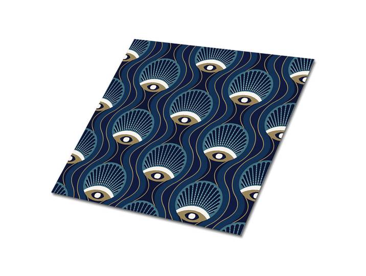 Tulup Selbstklebende Wandfliesen 9 Stück 30x30 cm - Vintage-Augenmuster, Blau, Quadratisch, 30x1.6x30 cm, Tapeten & Wandverkleidungen, Wandtattoos & Sticker