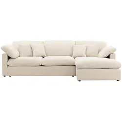 Endorphin, Sofa + Bettsofa, Ecksofa Amalfi Beige, Ottomane flexibel montierbar (Ecksofa)