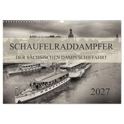 Schaufelraddampfer der Sächsischen Dampfschiffahrt (Wandkalender 2027 DIN A3 quer), CALVENDO Monatskalender