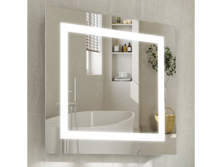 LED-Spiegel 70 x 65 x 5cm Silber Stahl, lackiert Spiegelglas 70 x 65 x 5cm