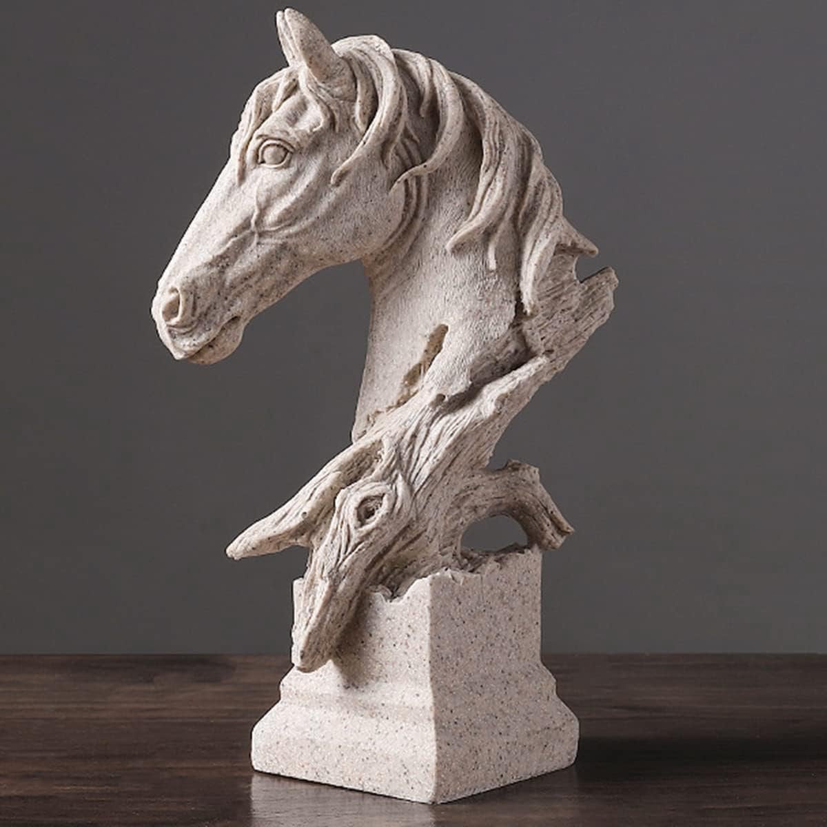 Abstracte Paardenkop Beeld - Modern Ornament van Sandsteen voor in de Woonkamer