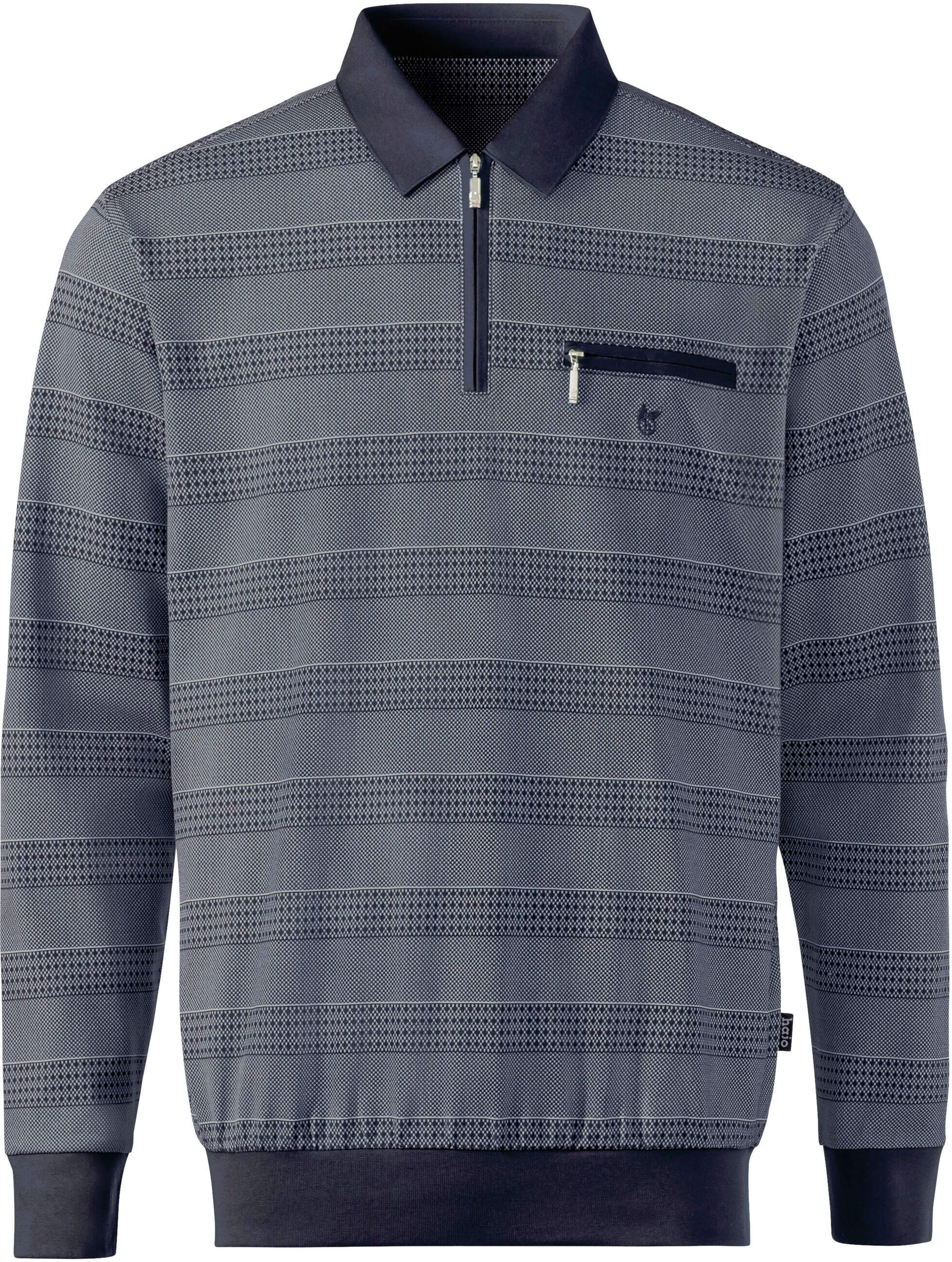 Poloshirt HAJO "Langarm-Poloshirt Langarm-Poloshirt", Herren, Gr. 52, grau (marine), Basic, Shirts Poloshirt
