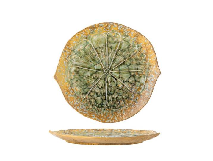 Servierplatte Verde – Steingut mit reaktiver Glasur - Grün - Luxusbetten24