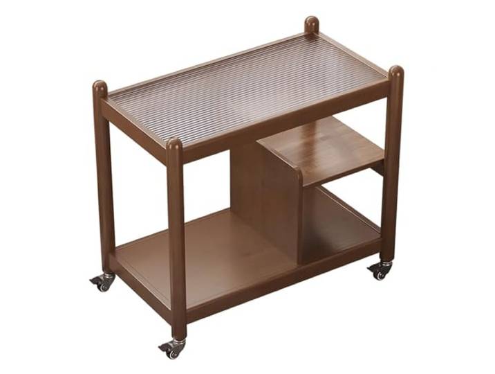 Beweglicher Teetisch, multifunktionaler Beistelltisch aus Holz, abnehmbar Glasscheibe geeignet for Wohnzimmer, Schlafzimmer und Arbeitszimmer couchtisch