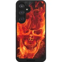 Nivocase Handyhülle für Samsung Galaxy S25 Hülle NIVOpure Case Schwarz Feuer Schädel Totenkopf (Samsung Galaxy S25), Smartphone Hülle, Schwarz