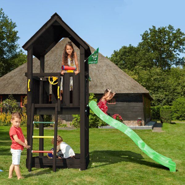 Jungle Gym Club Legetårn M/grøn Rutsjebane, Sort