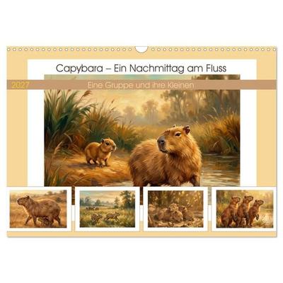 Capybara – Ein Nachmittag am Fluss (Wandkalender 2027 DIN A3 quer), CALVENDO Monatskalender