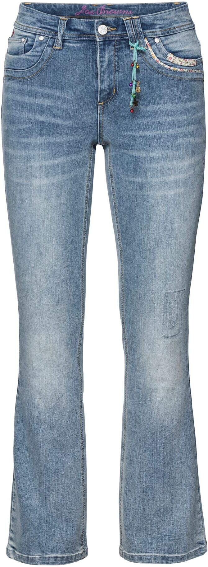 Bootcut-Jeans SHEEGO BY JOE BROWNS, Damen, Gr. 58, Normalgrössen, blau (light blau, denim), 70% Baumwolle, 28% Polyester, 2% Elasthan, unifarben, lang, Jeans Bootcut-Jeans light blau, denim 58, Normalgrössen