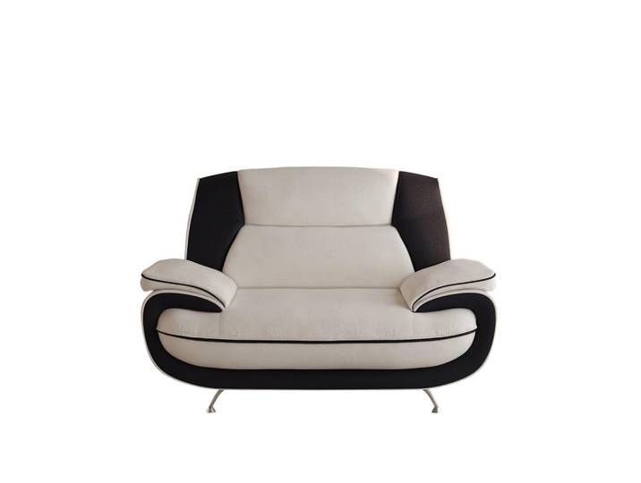 Kaiser Möbel Sessel, Stoff Soft, Weiß + Schwarz, Palermo, Holz, 128x89x87 cm, Wohnzimmer, Sessel, Polstersessel