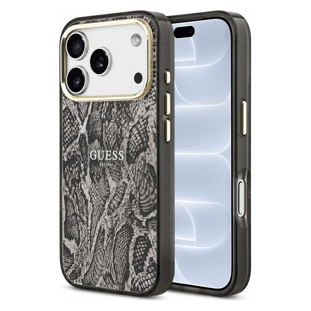 Guess Etui Python Pattern MagSafe do iPhone 18 Pro / 17 Pro czarny (Apple iPhone 17 Pro, Apple iPhone 18 Pro) (GUE005752)