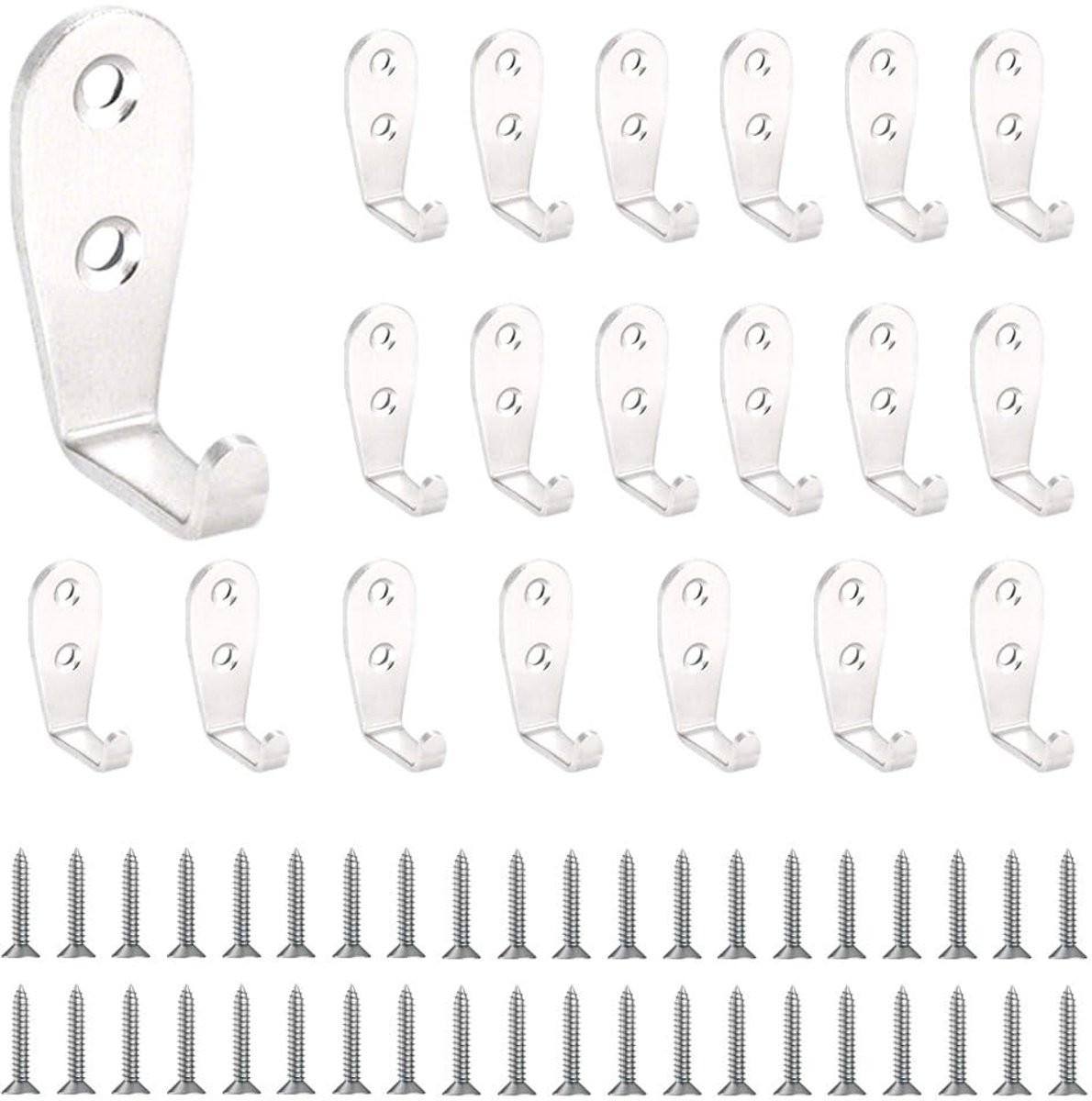 Dailygoods Set van 20 Metalen Garderobehaken met Schroeven