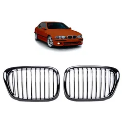 Sportgrill Kühlergrill Single passend für BMW 5er E39 95-03 Hochglanz schwarz