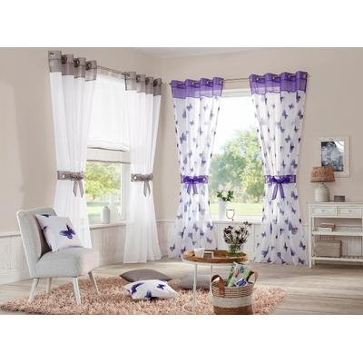 Gardine OTTO HOME "Villars, 2 Stück, Ösen, transparent, Raffhalter" Gr. 3, grau, B:140cm H:225cm, Voile, Polyester, Gardinen, Gardine, Vorhang, Fertiggardine, inkl. 2 Raffhalter, transparent, 2-er Set