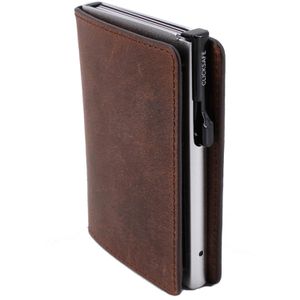 Clicksafe Kreditkartenetui Wallet Slim, 976305, Echt Leder, für 7 Karten, braun, mit Geldscheinfach und RFID Schutz