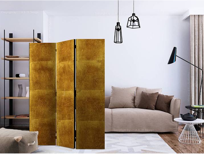 Paravent Golden Cage 1 côté Intissé sur bois massif Doré 135 x 172 x 3cm