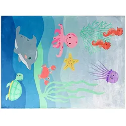 KJUT Kurzflorteppich  Meerestiere , blau , Synthetische Fasern , Maße (cm): B: 120
