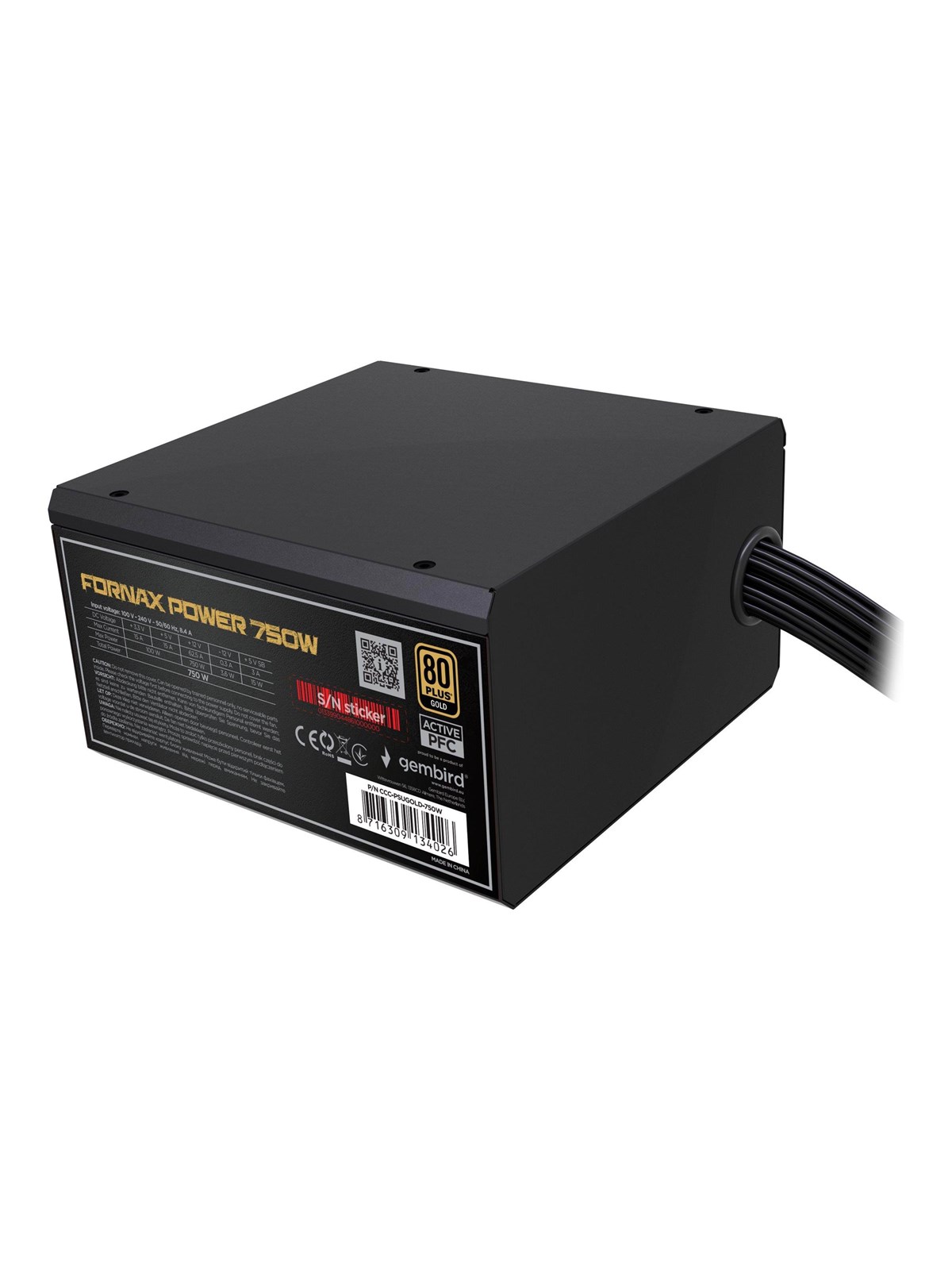 Gembird CCC-PSUBRONZE-750W - power supply - 750 Watt Netzteile - 750 Watt - 120 mm - ATX - 80 Plus Bronze zertifiziert